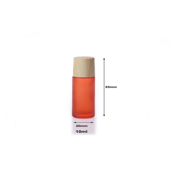 10ml Empty Blue Glass Essential Oil Roll On Bottles With Plastic Wood Pattern Cap