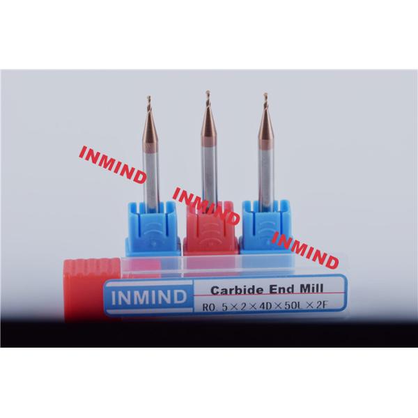 0.6mm SiN Coating HRC55 2 Flute Micro End Mill Ball Nose R0.25 / R0.3 mm