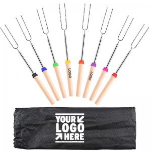 Cheap 8 In 1 Retractable Marshmallow Roasting Sticks Stainless Steel Smore Skewers Logo Imprinted for sale
