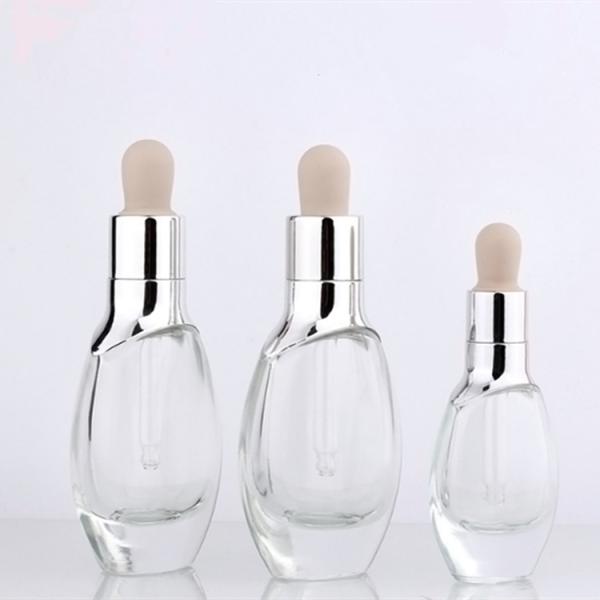 Unique Shaped 15ml 30ml Amber Glass Dropper Bottles For Essential Oil , Cosmetic Serum