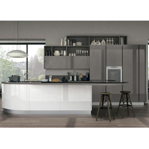 Curved cabinets,Modern kitchen furniture,Kitchen design,U-shape cupboard,Kitchen for European market，Kitchen for Italy