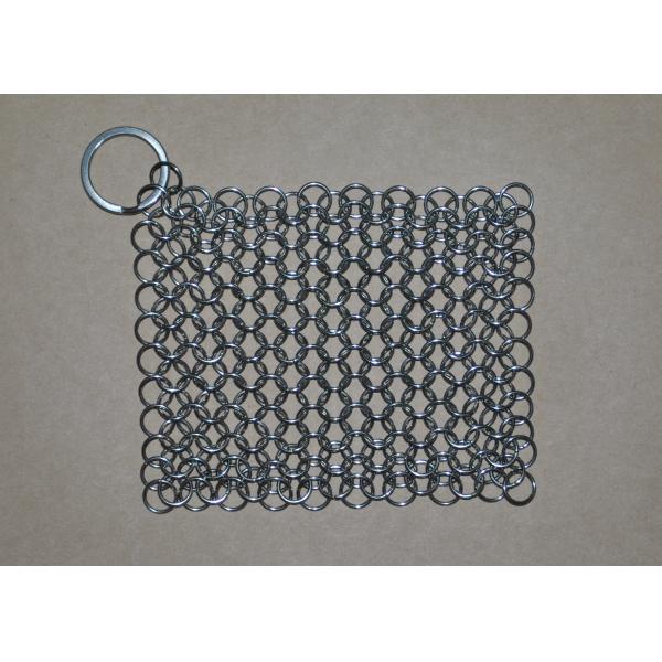 Rectangular Chainmail Cast Iron Pan Scrubber Stainless Steel Wire Scrubber
