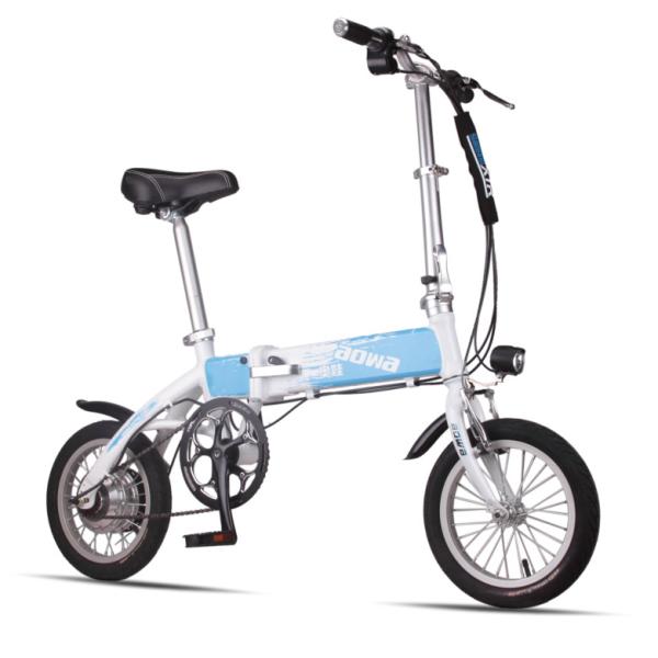 Blue Foldable Electric Bike Adult City Electric Push Bike With Li - Ion Battery