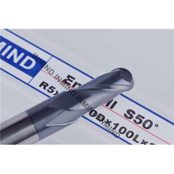 Black Coating Long Flute End Mill , R5*100 10 mm AOL 100 mm Ball Nose Milling Cutter