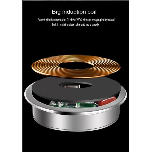 Embed Wireless Phone Charger  Silver Color Beautiful Surface Lightweight