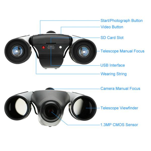 DT08 Binocular Built-in Digital Telescope Camera Far Shoot 1.3MP Video Recorder 10x25 101M/1000M outdoor camping hiking