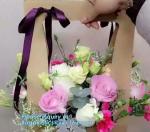 portable luxury paper bag flowerpot fresh plant flower carrier bags,Eco-friendly