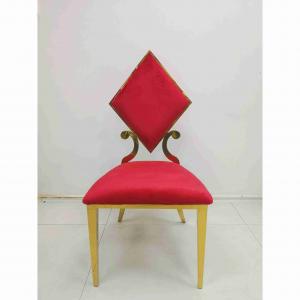 China Prismatic Poker Wedding Banquet Chair Red Color Stainless Steel Frame on sale