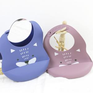 China Newborn Toddler Waterproof Printed Silicone Bib With Food Catcher Non Toxic on sale