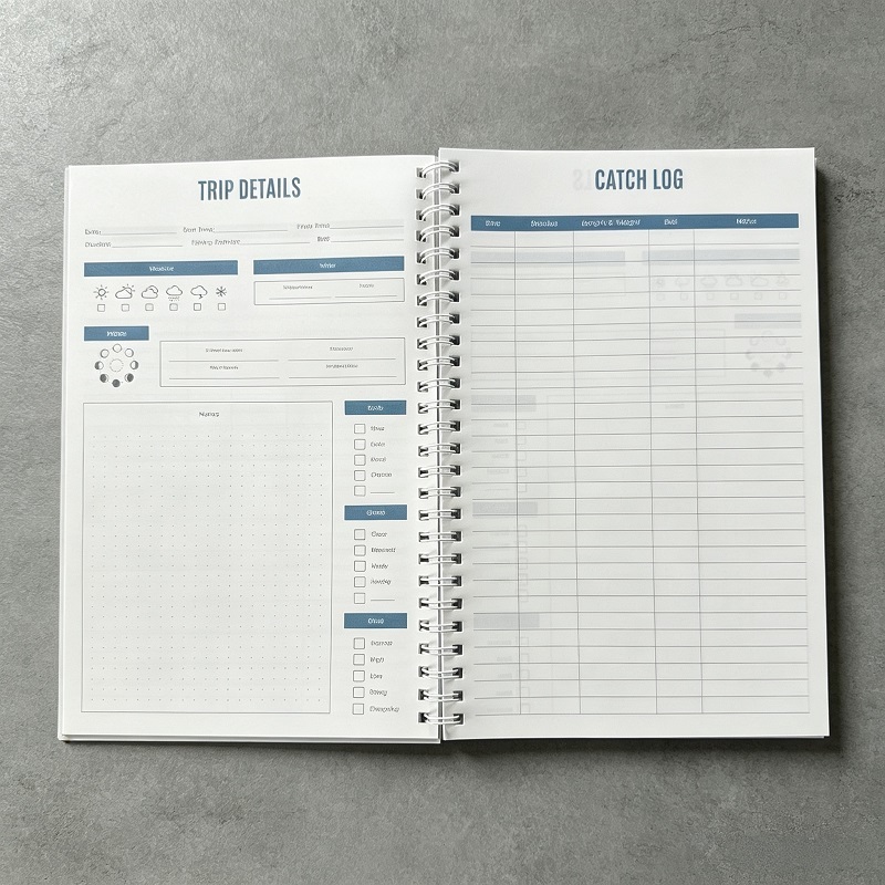 Fishing Catch Log Book With Durable Stone Paper Pages And Wire-O Binding