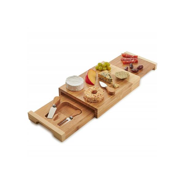 Non Toxic Bamboo Cheese Board Set Cutlery Set With With Drawer And Platter