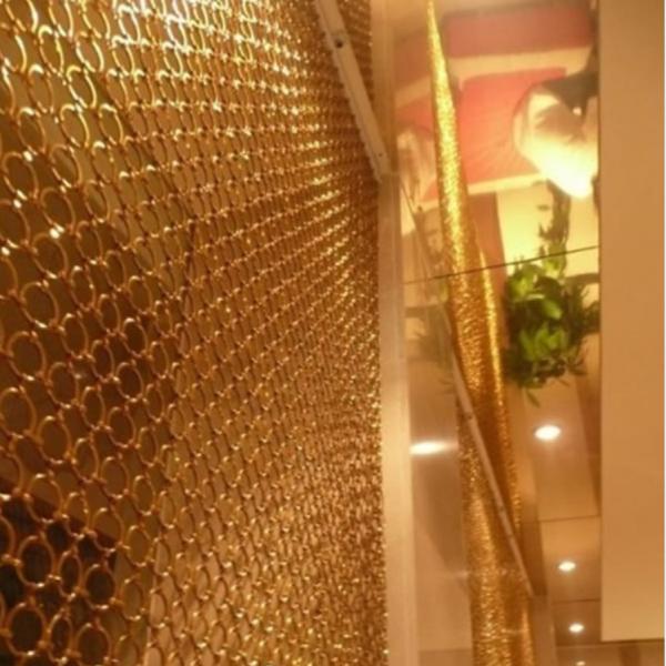 Polished Electroplated Metal Ring Mesh For Decorative Application