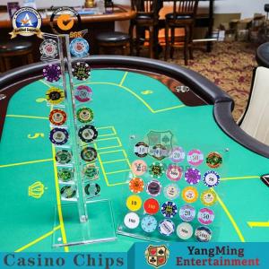 Cheap 16Pcs Acrylic Round 40mm Casino Game Accessories Chip Coin Display Rack for sale