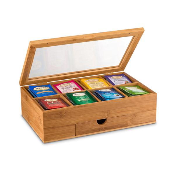 Antibacterial Bamboo Storage Organizer Tea Chest For Stable Moving And Storing