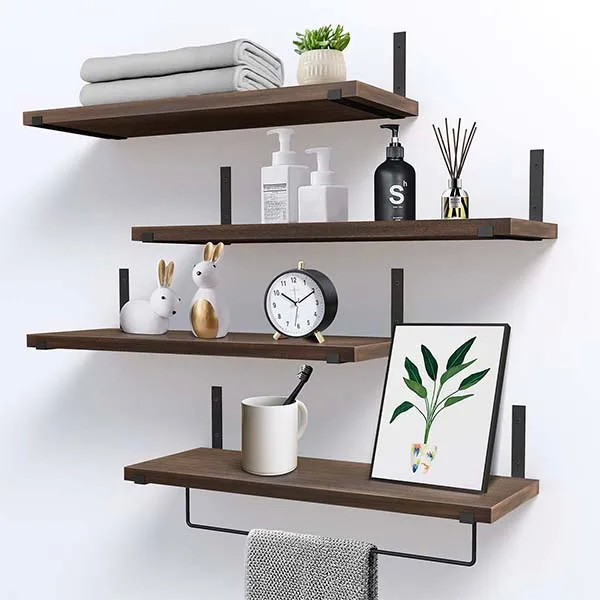 Medium Duty Wall Mounted Storage Shelves Rustic Wood Floating Shelves