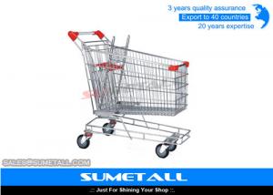 Metal Supermarket Shopping Trolley Wheel Lock 240L / Shopping Cart For Groceries