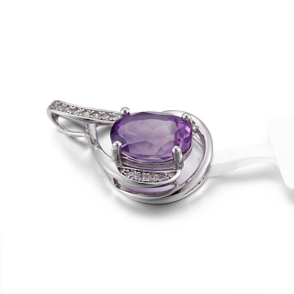 Bridal 925 Silver Gemstone Pendant AAA+ February Birthstone Charms