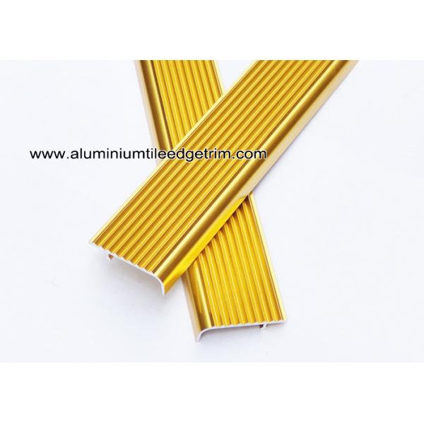 Embedding Aluminum Stair Edge / Edging  With  Shiny Golden 45mm x 15mm