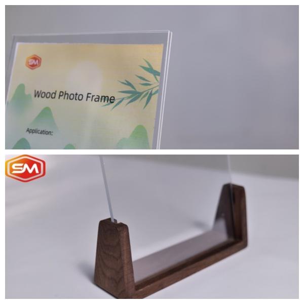 Clear Perspex Plastic Photo Frames Acrylic Photo Frame with Wooden Wood Base Wall Mounted Acrylic Photo Frames
