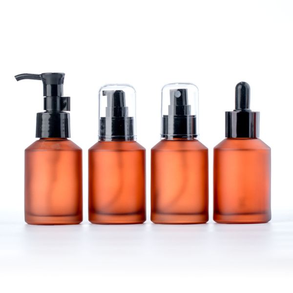 Amber Frosted Glass Essential Oil Bottle Pump Lotion Essential Oil Dropper Bottle