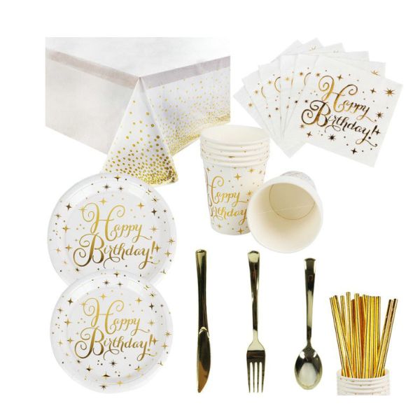 Gold Dots Paper Disposable Party Supplies Paper Cups Plates Tablewares Supplies