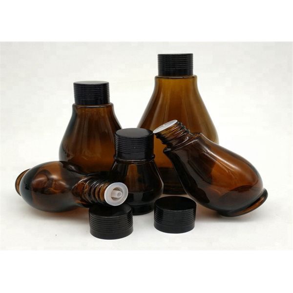 Amber Small Cosmetic Containers , Essential Oil / Brown Empty Cosmetic