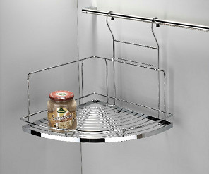 Silver Color Modern Kitchen Accessories Stainless Steel Double Shelf Corner