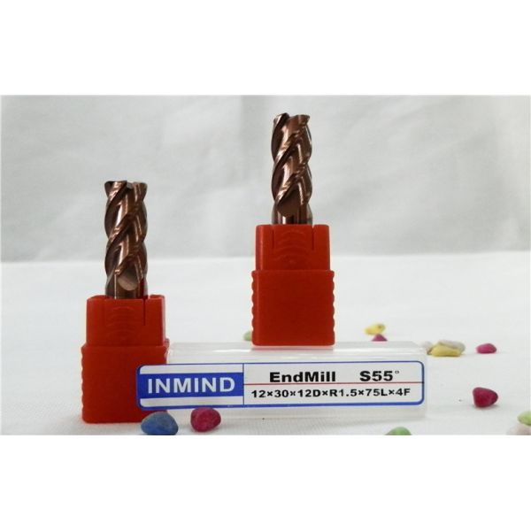 HR55 6mm / 8mm / 10mm Corner Rounding End Mill 4 Flute With Carbide Material