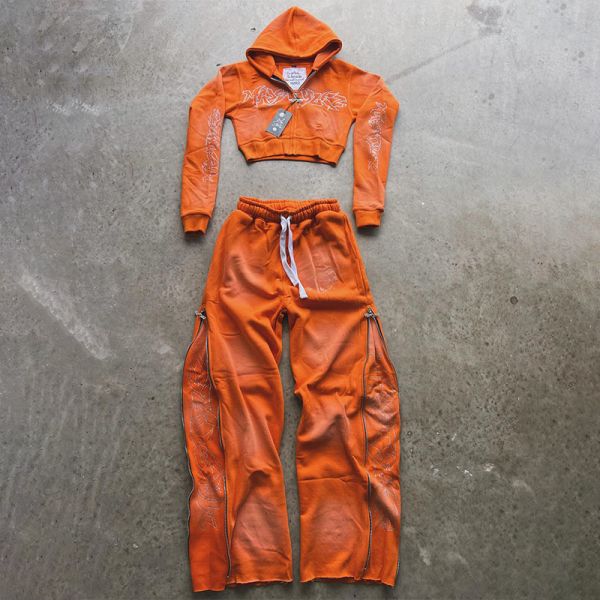 Custom Women Sweat Suit Screen Print  Streetwear Hoodie And Sweatpants Set