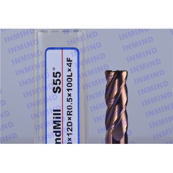 HRC55 4 Flute End Mil Corner Radius Cutter With 0.6 um Grain Size SiN Coating