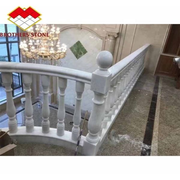 Step Mounted Flooring Onyx Marble and White Marble Balustrade Railing Handrail for Stair