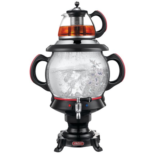 Durable Room Service Equipments Tradition Glass Samovar W / 4.5 LTR Electric Water Kettle with 1 LTR Teapot