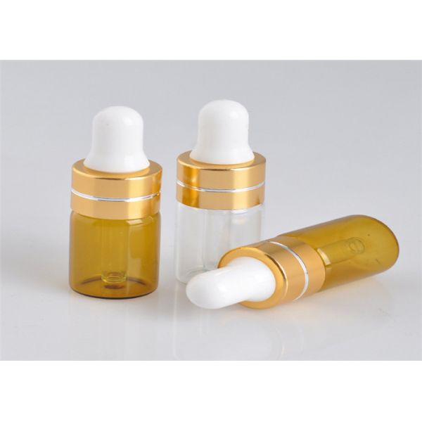 1ml 2ml 3ml 5ml Diameter 16mm Amber Dropper Bottles Vials With Gold Cap