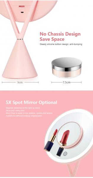 Desk Round DC5V 2A Travel Smart 5X Vanity Magnifying Makeup Mirror