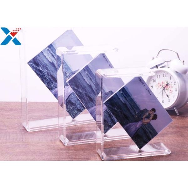 Plexiglass PMMA Custom Acrylic Frames Double Rotating U Shape Picture Table Frame