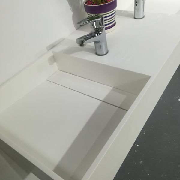 Empty Wall Hung Long Wash Basin Acrylic Resin Stone Sink Custom Made