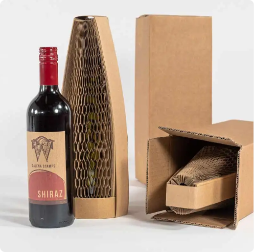 Kraft Paper Honeycomb Paper Sleeve Packaging 100% Eco-friendly for Liquor Bottle Packaging