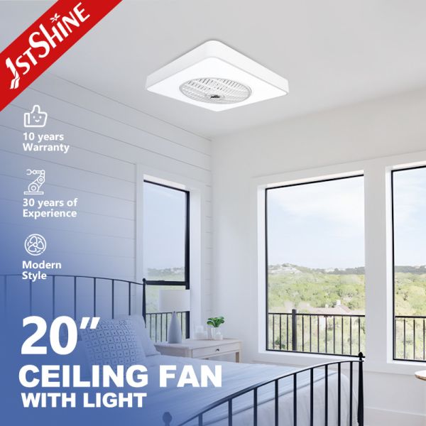 20 Inch Mini Dimmable Led Ceiling Fan 7 PC Blades White Finished For Indoor Usage