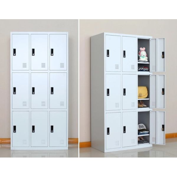 Swing 9 Door Metal Office Lockers Furniture Steel Storage Cabinet
