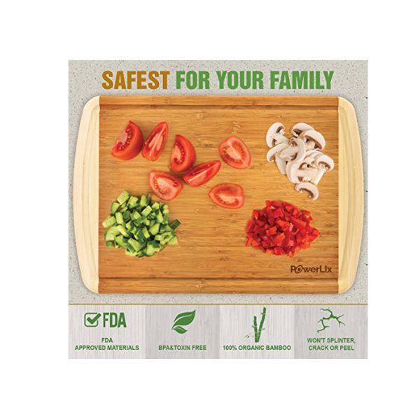 Bamboo 3 Piece Cutting Board Antimicrobial , Large Wooden Chopping Block