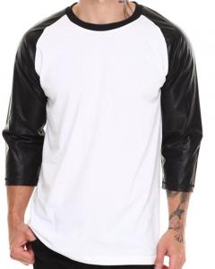 Cheap Blank tshirt 3/4 leather sleeves for wholesale t shirt price china for sale