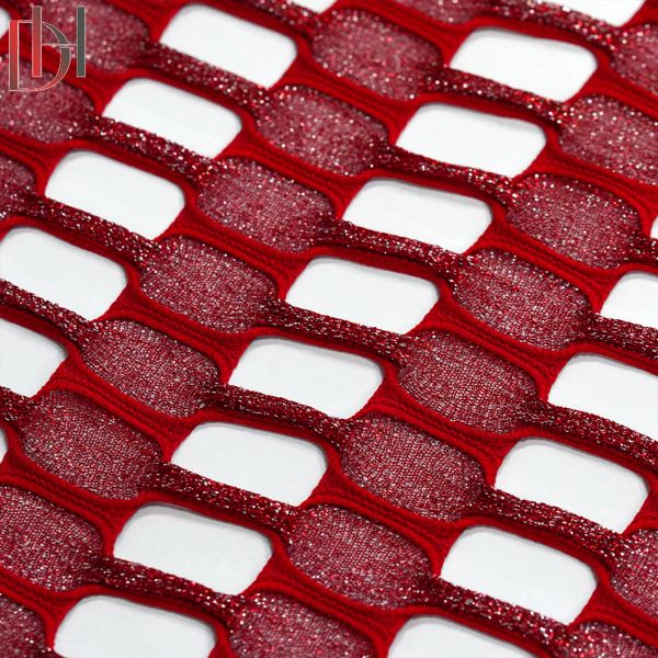 100% Polyester Knitted Jacquard Fabric , Summer Skirt Cape Scarf Holes Jacquard Mesh Fabric