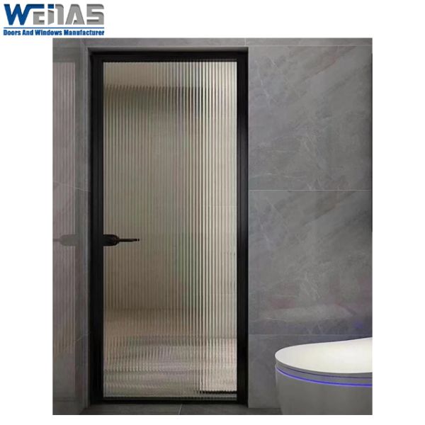 Customized Aluminum Frame Tempered Glass Door Interior Swing Casement Toilet Door