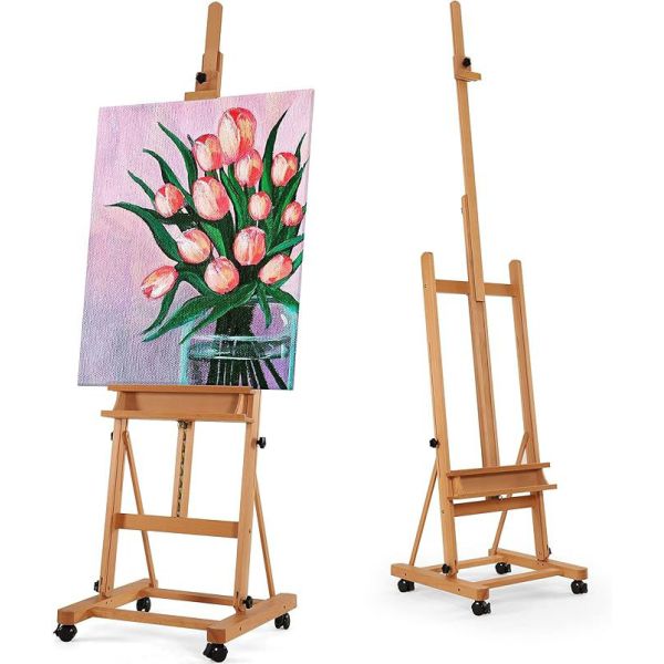 H Frame Floor Standing Wooden Easel large Artist Studio Floor Easel For Hold Canvas
