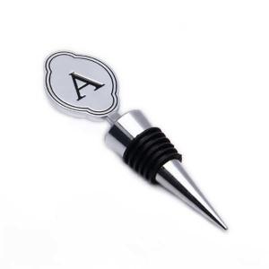Great Promotion Gift Wine Accessories Metal Letter A Blank Wine Bottle Stopper Wedding Favor, Chrome Plating