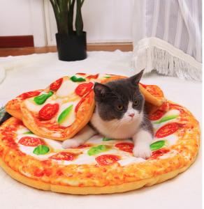 Cheap Pizza Cat Bed Set Warm Dog Pad Winter Cat Blanket for sale