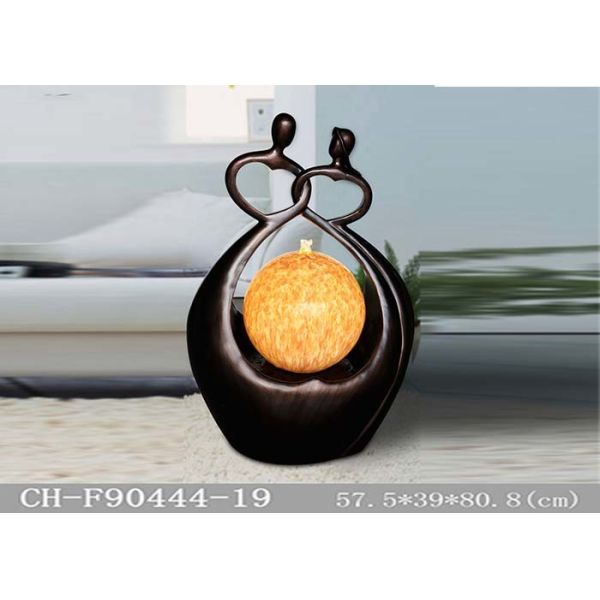 Brown Gold Polyresin Indoor Fountain Lights With Middle Ball