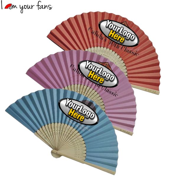 21cm Bamboo Ribs One Side Paper Custom Printing 23cm High Quality Bamboo Crafts Gift Hand Holding Fan