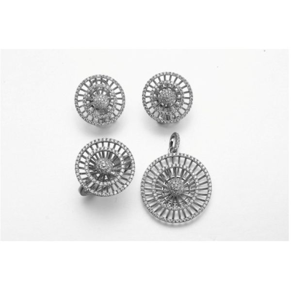 AAA Cubic Zirconia Silver 925 Jewelry Set 6.26g 925 Sterling Silver Wedding Sets