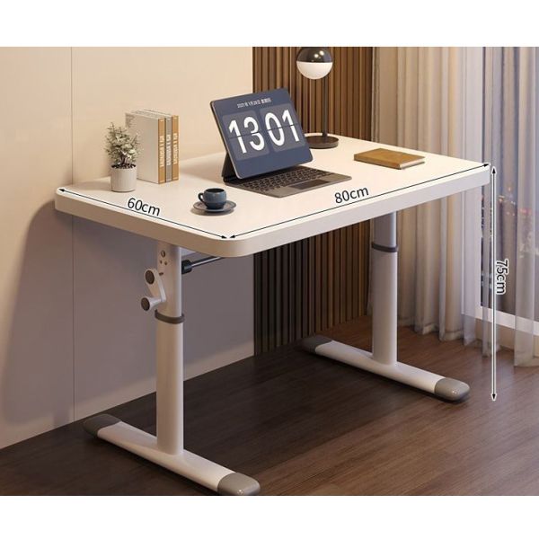 Custom White Wooden Modern Office Desk Furniture with Height Adjustable Manual Desk
